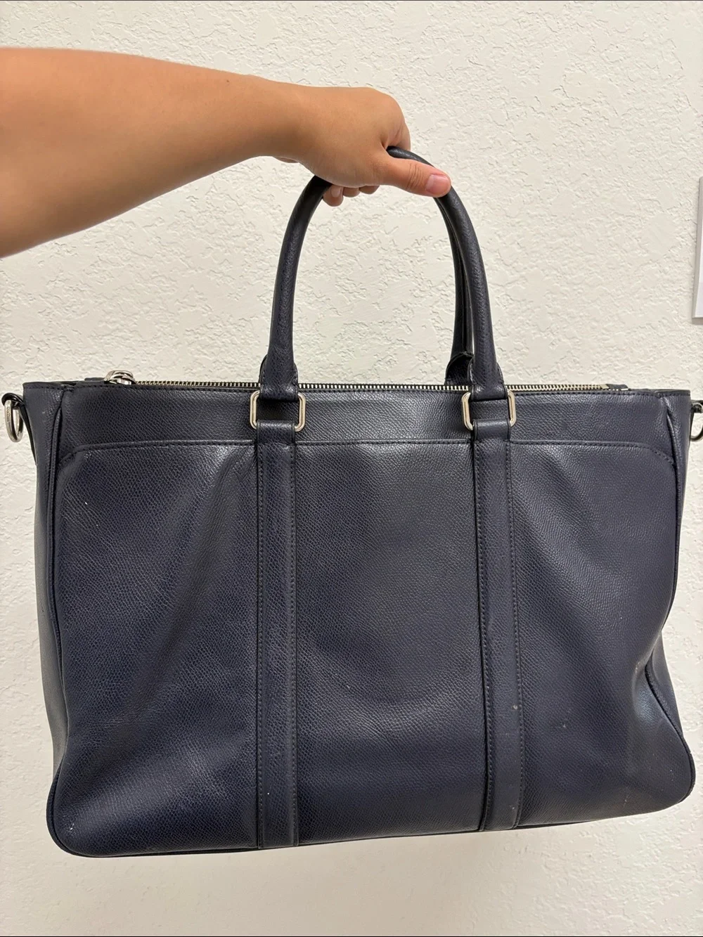 Coach Dark Navy Document Leather Handbag